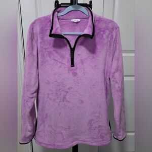 Pulse Purple Polo Collar Relaxed Sweatshirt